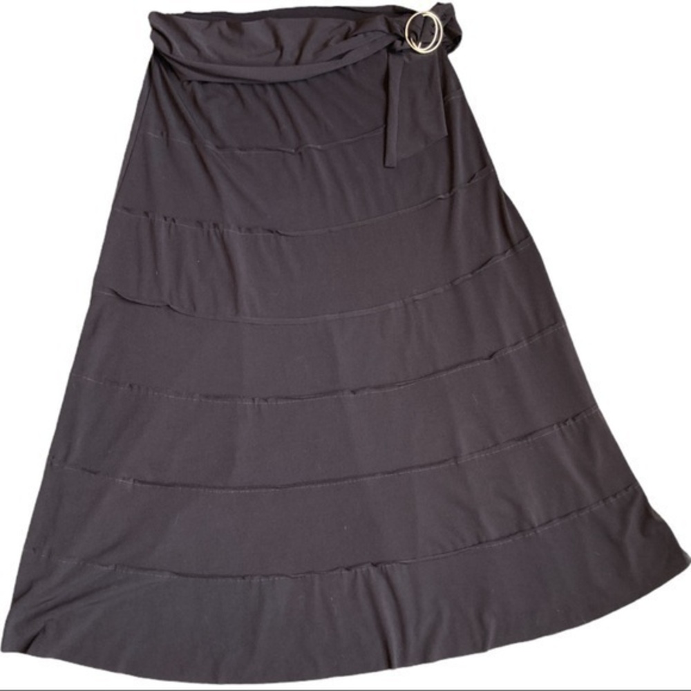 AB Studio Brown strapless dress flows elastic top